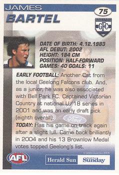 2005 Select Herald Sun AFL #75 James Bartel Back